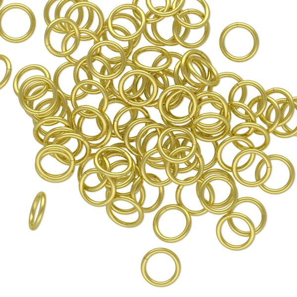 Jump ring, brass, 6mm round, 4.4mm inside diameter, 20 gauge. Sold per pkg of 100. image number 0