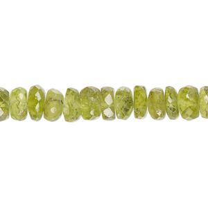 Peridot 1pkg1, hand-cut faceted rondelle bead natural 14 inch 7x2mm-8x6mm