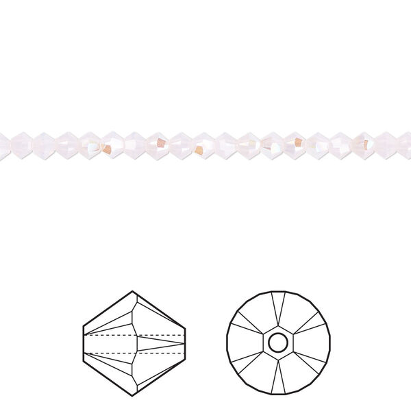 Bead 48pk rose water opal shimmer, Crystal Passions® 3mm bicone 5328 image number 0