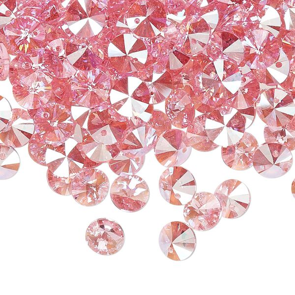 Drop 12pk light rose shimmer, Crystal Passions® 6mm pendant mini disk 6428 image number 1