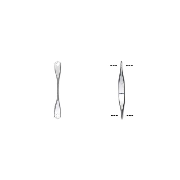 Link, silver-plated brass, 14x2mm double-paddle. Sold per pkg of 50. image number 0