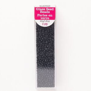 Seed bead, glass, pkg/40g, opaque black, #11 round.