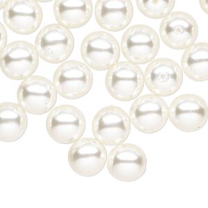 Czech glass 1pkg50, round druk bead pearl-coated white 8mm