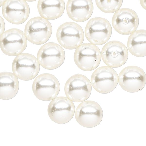 Czech glass 1pkg50, round druk bead pearl-coated white 8mm image number 0