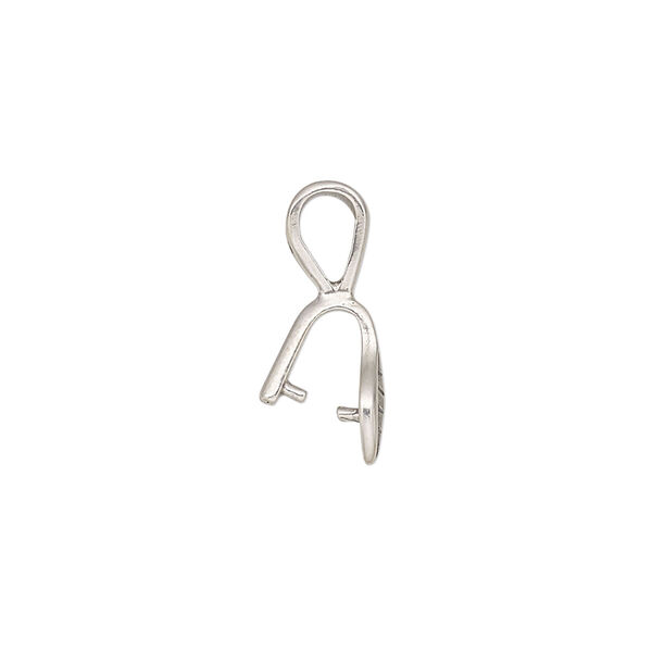 Bail, ice-pick, antiqued sterling silver, 10x4mm with leaf, 5mm grip length. Sold individually. image number 1