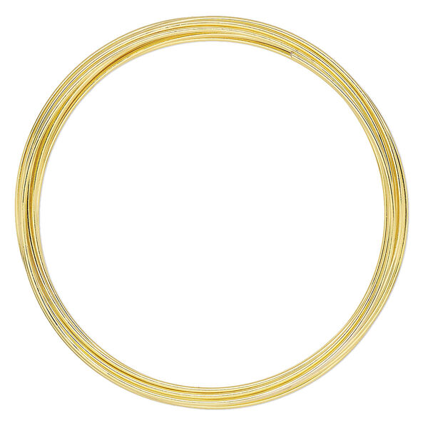 Memory wire, gold-plated high carbon steel, 1-3/4 inch bracelet, 0.7mm thick. Sold per pkg of 12 loops. image number 0