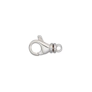 Clasp lobster claw 1pkg1 sterling silver, 13x8mm rounded swivel, 1-strand