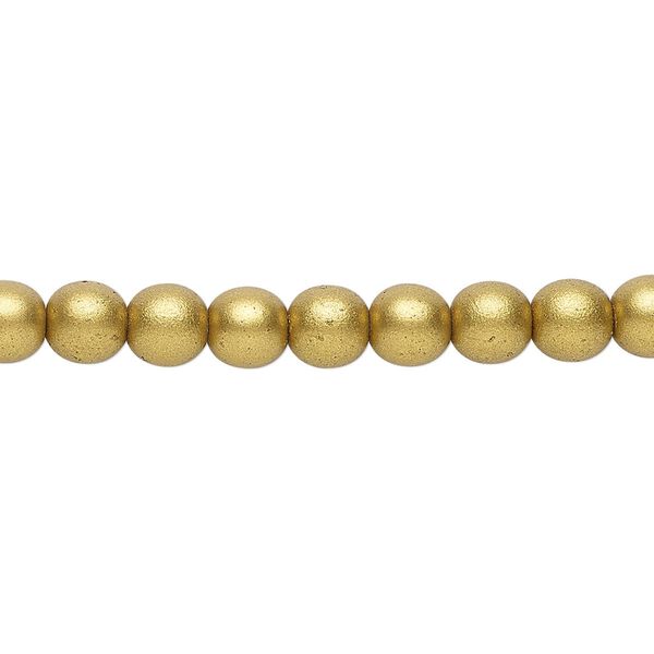 Bead, Czech glass druk, opaque satin metallic bronze, 6mm round. Sold per 15-1/2" to 16" strand. image number 0
