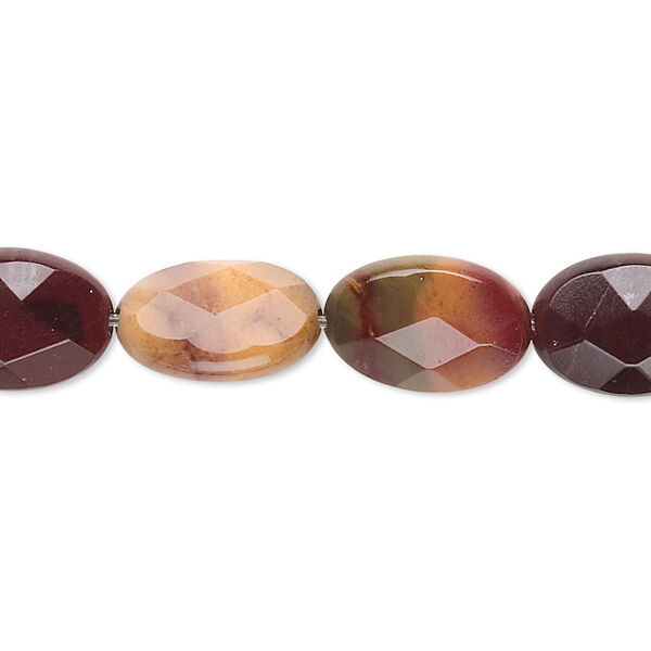 Moukaite jasper 1pkg1, faceted flat oval bead natural B grade, 15.5-16 inch 14x10mm image number 0