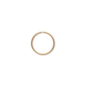 Jump ring, gold-plated brass, 12mm round, 10.4mm inside diameter, 20 gauge. Sold per pkg of 1,000.