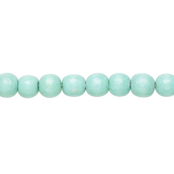 Bead 1pkg1, Taiwanese cheesewood (dyed / waxed), seafoam, 5-6mm round, 15-1/2 to 16 inches. image number 0
