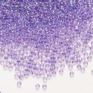 Seed bead, Dyna-Mites™, glass, pkg/1/2kg, #11 round, translucent inside dyed color rainbow purple, (311 11/0 RR).