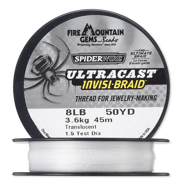 Thread, Spiderwire®, translucent, 0.18mm ultra-cast invisi-braid, 8-pound test. Sold per 50-yard spool. image number 0