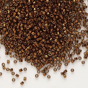 Seed bead, Delica®, glass, pkg/50g, #11 round, opaque nickel-plated dyed color tarnished copper (DB-0461).