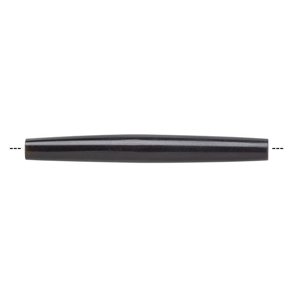 Bead, horn (dyed), black, 65x6mm-65x8mm hand-cut hairpipe, Mohs hardness 2-1/2. Sold per pkg of 24. image number 0
