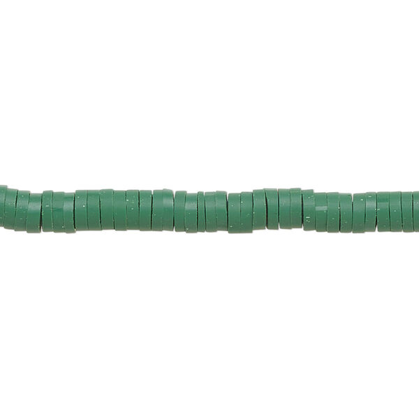 Bead, polymer clay, opaque dark green, 4x1mm heishi. Sold per pkg of (2) 15-1/2" to 16" strands. image number 0