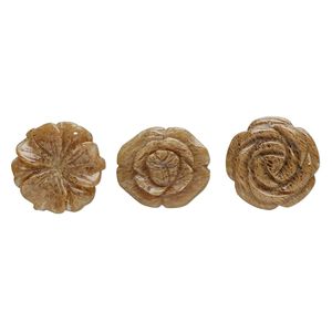 Focal mix, tigerskin glass, translucent, 40x34mm-42x41mm top-drilled carved flower. Sold per pkg of 3.