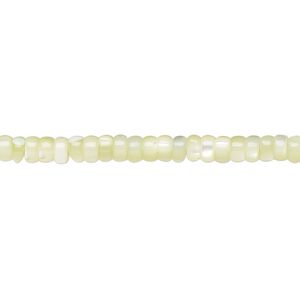 Bead, mother-of-pearl shell (dyed), light green, 3x2mm heishi, Mohs hardness 3-1/2. Sold per 15-1/2 to 16-inch strand.