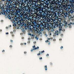 Seed bead, Delica®, glass, pkg/250g, #11 round, opaque nickel-plated iris blue (DB-0514).