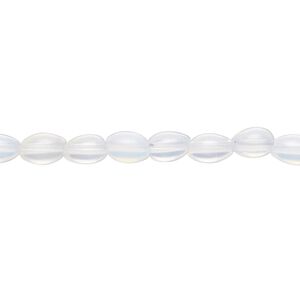 Bead, sea "opal", glass, translucent to semitranslucent, 6x4mm oval with 0.8-1.9mm hole. Sold per 15" to 16" strand.