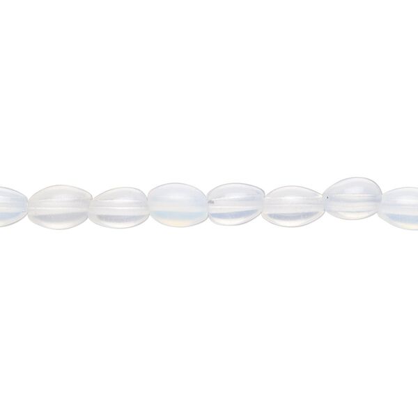 Bead, sea "opal", glass, translucent to semitranslucent, 6x4mm oval with 0.8-1.9mm hole. Sold per 15" to 16" strand. image number 0