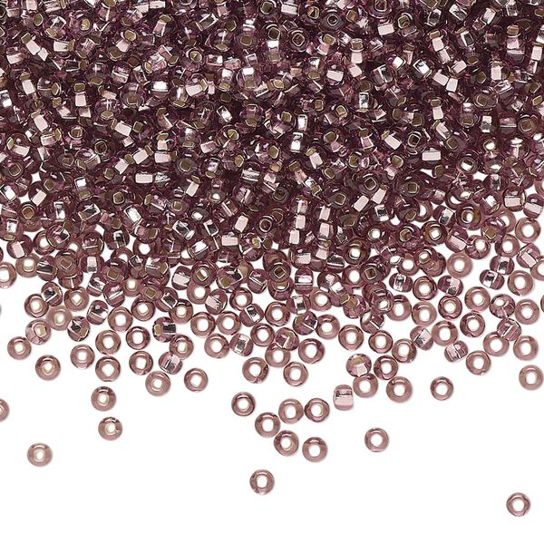 Seed bead, Preciosa Ornela Czech glass, pkg/500g, #11 rocaille, transparent silver-lined light amethyst, (27010). image number 0