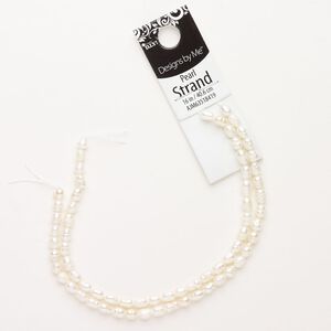 Pearl, cultured freshwater pearl (bleached), pkg/15-1/2 to 16 inches, white, 9-11mm rice.