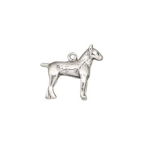 Charm, antiqued sterling silver, 19x16mm 3D Jack Russel. Sold individually.