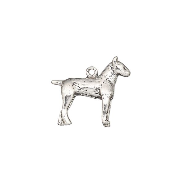 Charm, antiqued sterling silver, 19x16mm 3D Jack Russel. Sold individually. image number 0