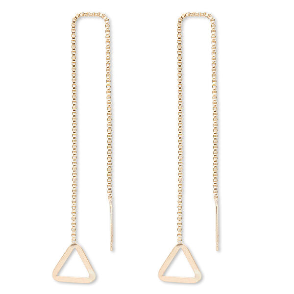 Ear thread, 14Kt gold-filled, 4-1/2 inch chain with 9x9x9mm flat triangle. Sold per pair. image number 0
