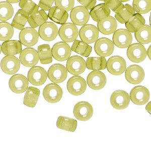 Czech pressed glass 1pkg100, crow bead transparent olivine 6x4mm