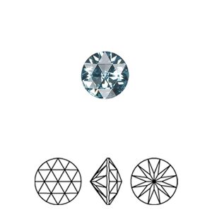 Round stone 2pk aquamarine foil back, Crystal Passions® 10mm rose cut round 1401