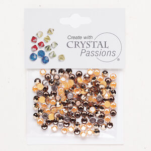 Flat back mix 1pkg144 rose gold / blush rose / peach foil back, Crystal Passions&reg; rhinestone 3.00-4.80mm hotfix round SS16