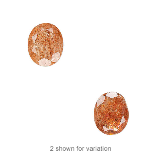 Gem, sunstone (natural), golden-orange, 12x10mm hand-cut faceted oval, B+ grade, Mohs hardness 6 to 6-1/2. Sold individually. image number 0