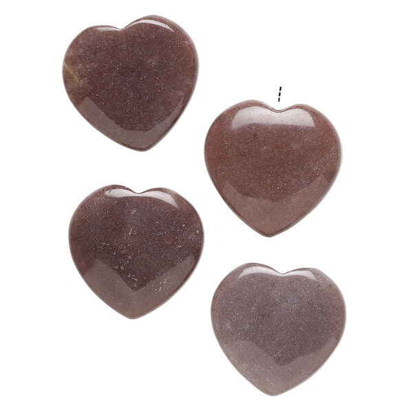 Purple aventurine 1pkg4, half-drilled puffed heart drop natural B grade, 18-21mm image number 0