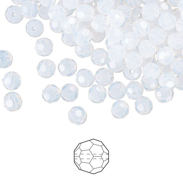 Bead 144pk white opal, Preciosa Czech crystal 4mm round image number 0