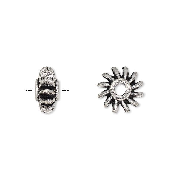 Bead, antique silver-plated brass, 11x6mm rondelle with 2.5mm hole. Sold per pkg of 2. image number 0