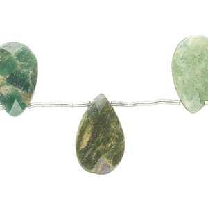 Ruby in zoisite 1pkg10, hand-cut top-drilled faceted flat teardrop bead 13x9mm-19x12mm