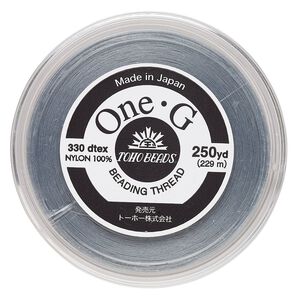 Thread, TOHO BEADS®, One-G™, nylon, grey, size 0. Sold per 250-yard spool.