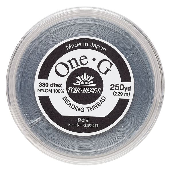 Thread, TOHO BEADS®, One-G™, nylon, grey, size 0. Sold per 250-yard spool. image number 0