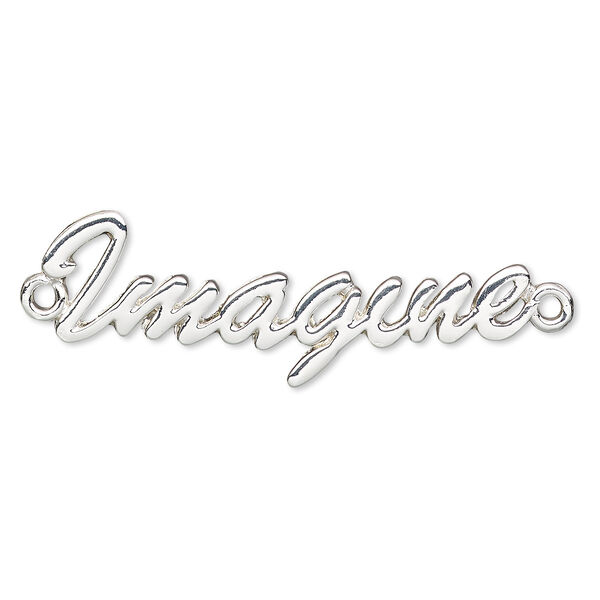 Focal, silver-finished "pewter" (zinc-based alloy), 44x15mm single-sided "Imagine." Sold individually. image number 0