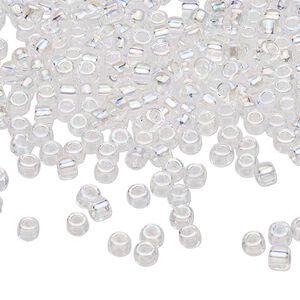 Seed bead, Dyna-Mites™, glass, transparent rainbow clear, #6 round. Sold per 1/2 kilogram pkg.