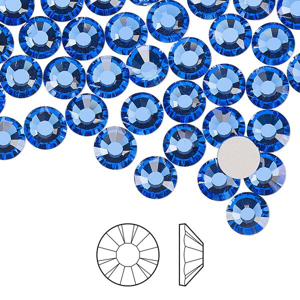 Flat back 24pk sapphire foil back, Preciosa MAXIMA Czech crystal rhinestone 6.3-6.5mm chaton rose round SS30 image number 0