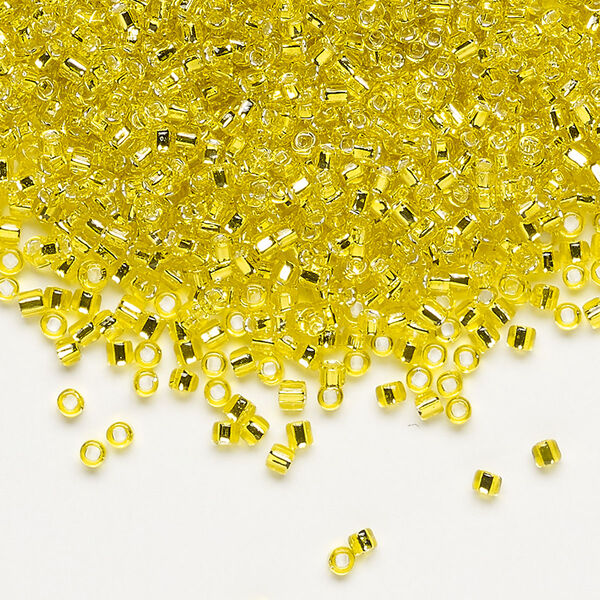 Seed bead, Dyna-Mites™, glass, pkg/1/2kg, #11 round, transparent silver-lined yellow, (65:SR 11/0 SR). image number 0