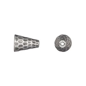 Cone, TierraCast®, pewter (tin-based alloy), 12.5x9mm hammered. Sold per pkg of 2.