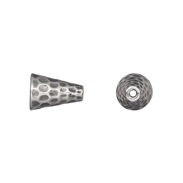 Cone, TierraCast®, pewter (tin-based alloy), 12.5x9mm hammered. Sold per pkg of 2. image number 0