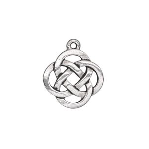 Drop, TierraCast®, antique silver-plated pewter (tin-based alloy), 17.5mm double-sided open Celtic knot. Sold per pkg of 2.