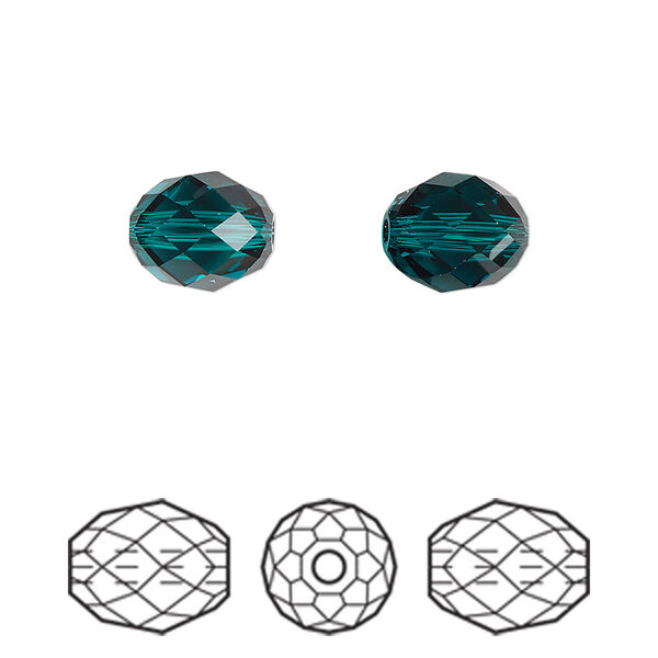Bead 2pk emerald, Crystal Passions® 9.5x8mm olive briolette 5044 image number 0