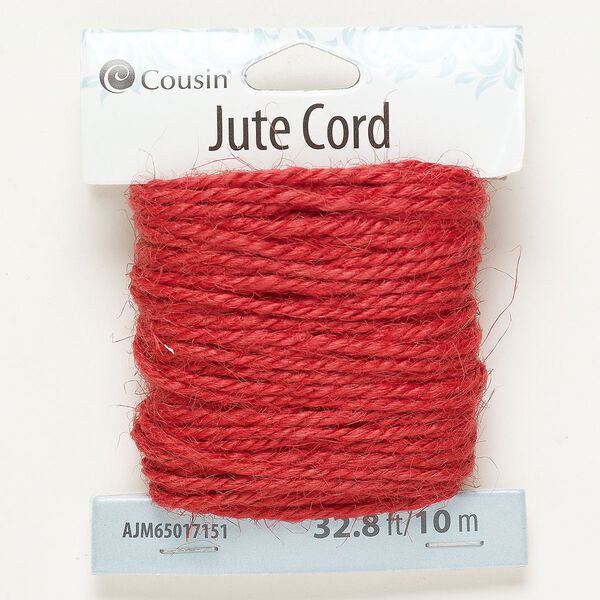 Cord jute 1pk 2mm twisted, red 10 meter image number 0