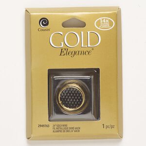 Wire, copper, pkg/(1) 24 inches, gold plate, round, 24 gauge.